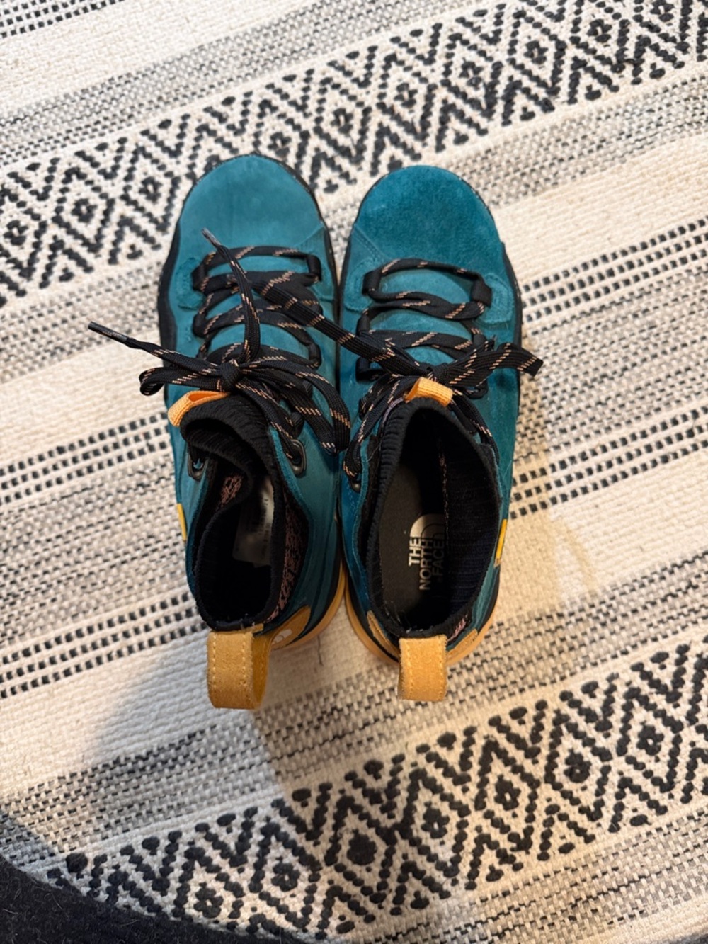 The North Face Teal Suede Lace-Up Boots with Yellow Accents - Picture 2 of 8